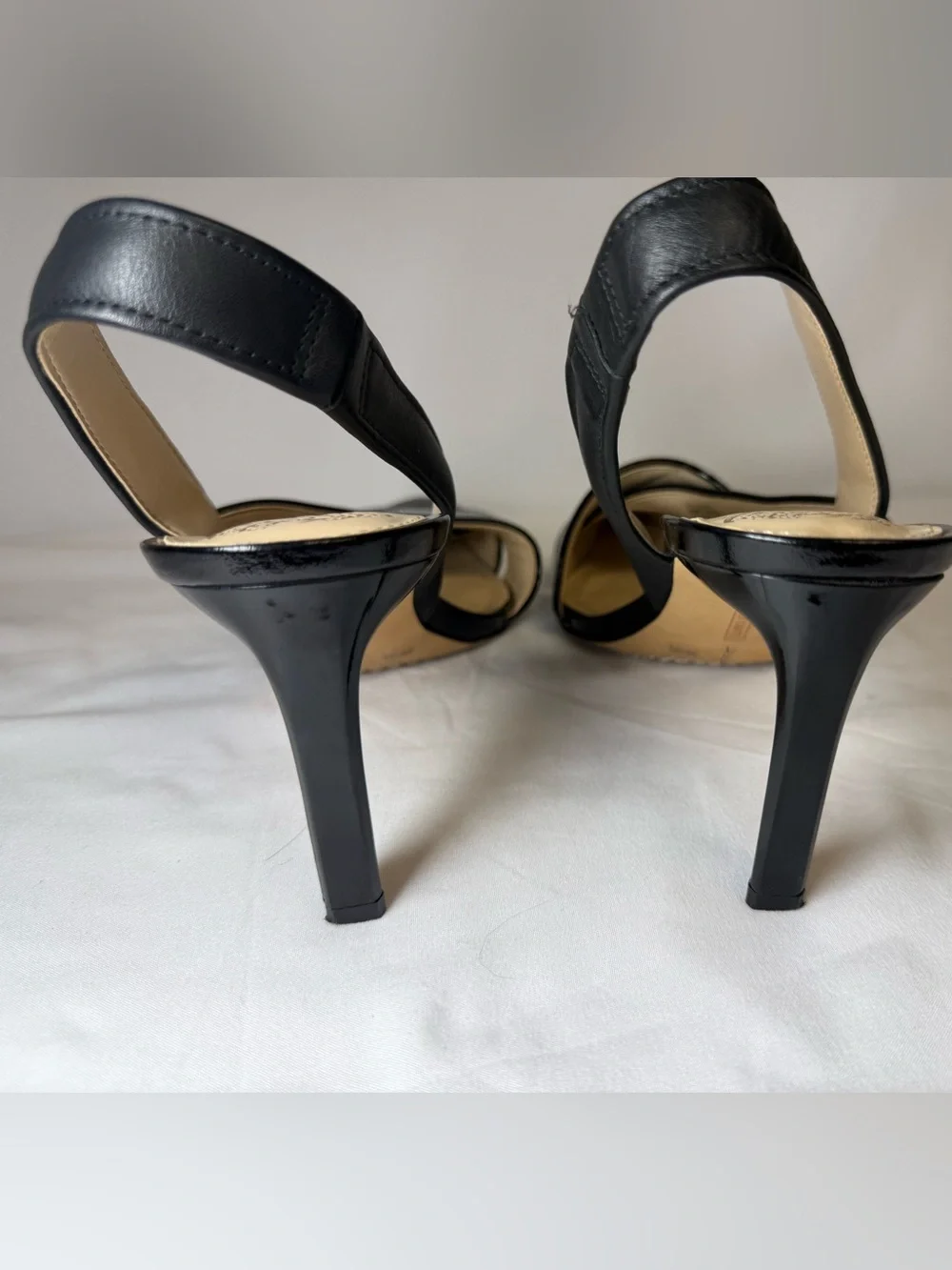 Vince Camuto Luzzia Slingback Pumps Women’s 8M Black Leather Patent Pointed Toe
